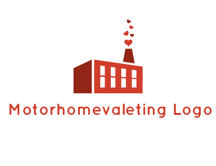 factory producing heart smoke from its chimney logo