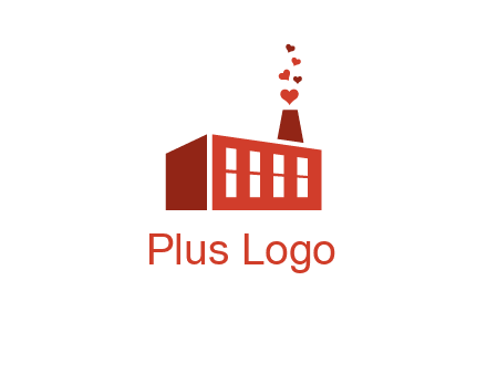 factory producing heart smoke from its chimney logo