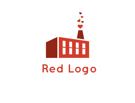 factory producing heart smoke from its chimney logo