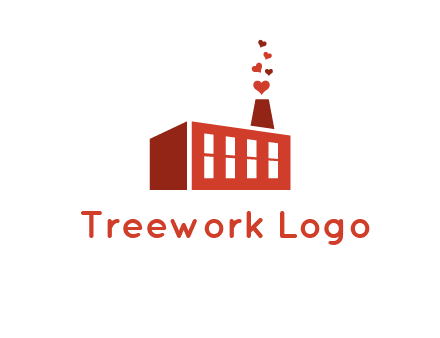factory producing heart smoke from its chimney logo