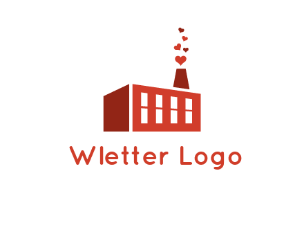 factory producing heart smoke from its chimney logo