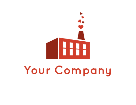 factory producing heart smoke from its chimney logo