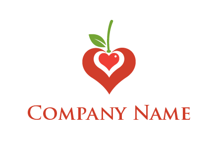 heart shaped cherry with leaf symbol