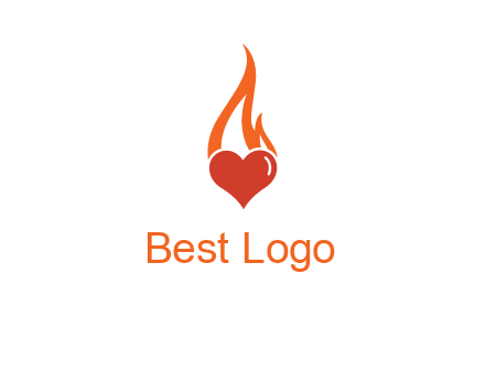 abstract fire on heart icon
