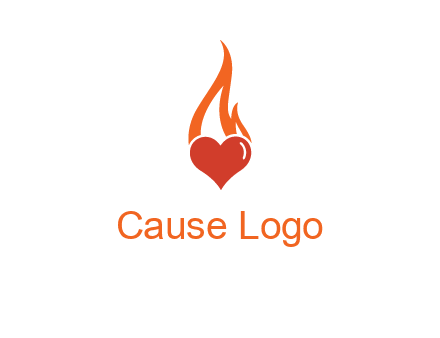 abstract fire on heart icon