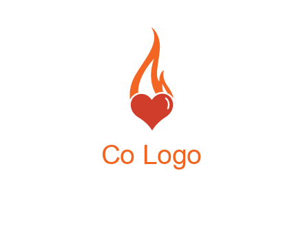 abstract fire on heart icon