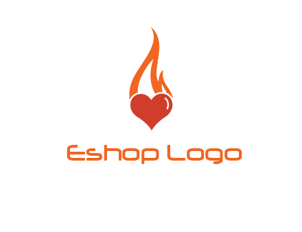 abstract fire on heart icon