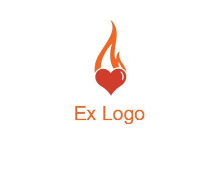 abstract fire on heart icon