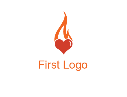 abstract fire on heart icon
