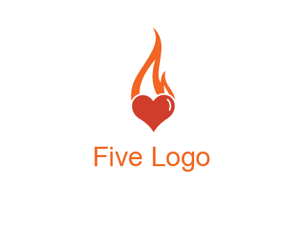 abstract fire on heart icon