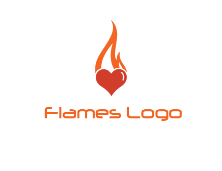 abstract fire on heart icon