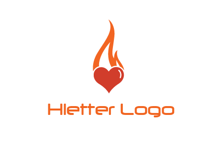 abstract fire on heart icon