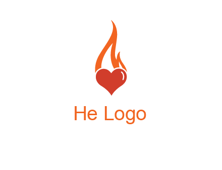 abstract fire on heart icon