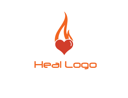 abstract fire on heart icon