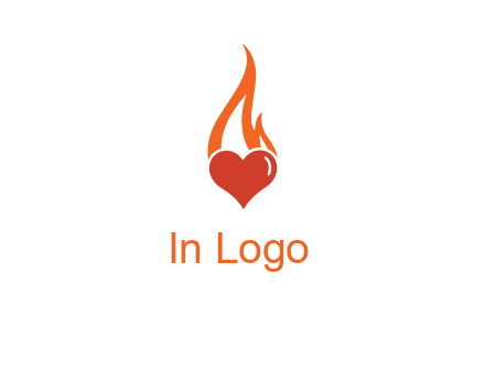 abstract fire on heart icon