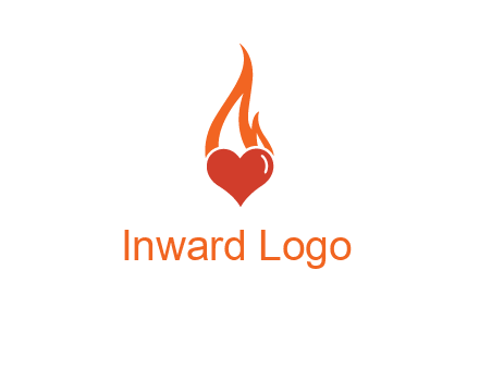 abstract fire on heart icon
