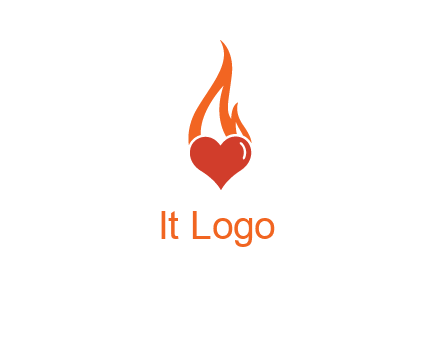 abstract fire on heart icon