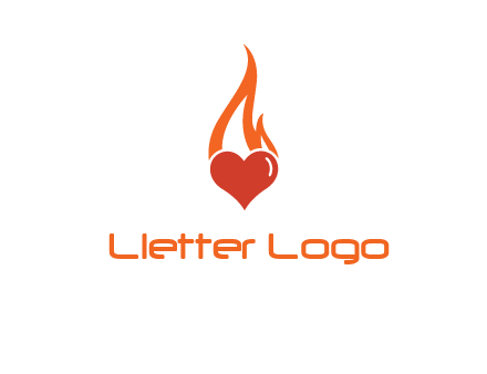 abstract fire on heart icon