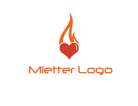 abstract fire on heart icon