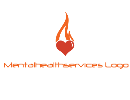 abstract fire on heart icon