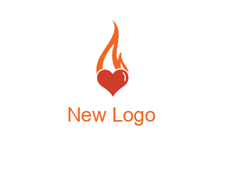abstract fire on heart icon
