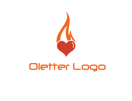 abstract fire on heart icon