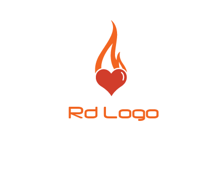 abstract fire on heart icon
