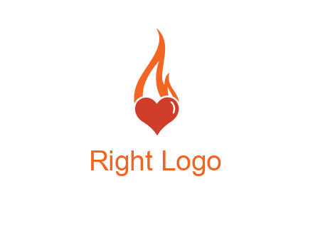 abstract fire on heart icon
