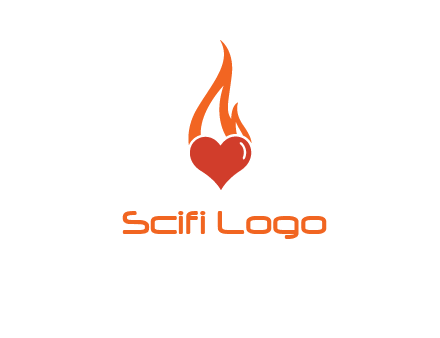 abstract fire on heart icon