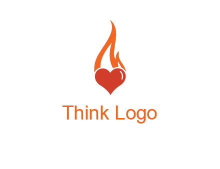abstract fire on heart icon