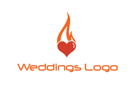 abstract fire on heart icon