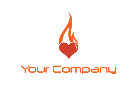 abstract fire on heart icon