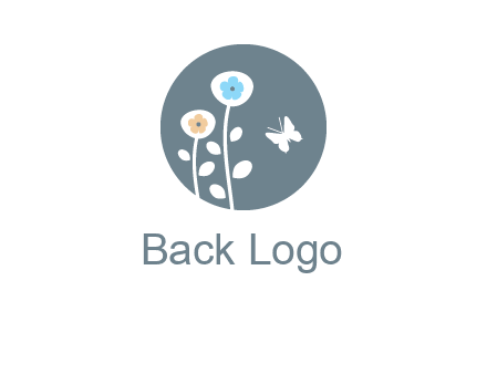 abstract flower with butterfly inside circle logo