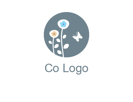 abstract flower with butterfly inside circle logo