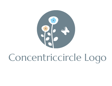 abstract flower with butterfly inside circle logo