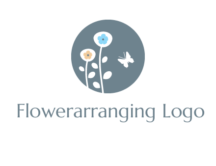 abstract flower with butterfly inside circle logo
