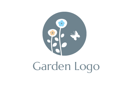 abstract flower with butterfly inside circle logo