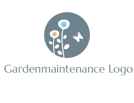 abstract flower with butterfly inside circle logo