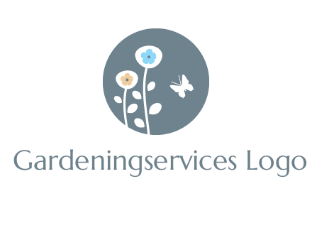 abstract flower with butterfly inside circle logo