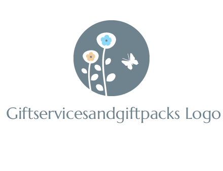 abstract flower with butterfly inside circle logo