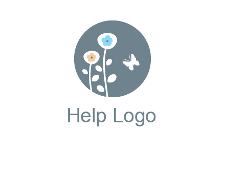 abstract flower with butterfly inside circle logo