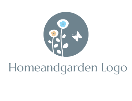 abstract flower with butterfly inside circle logo