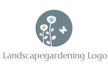 abstract flower with butterfly inside circle logo
