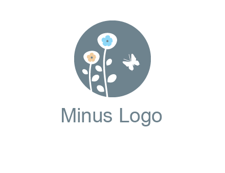 abstract flower with butterfly inside circle logo