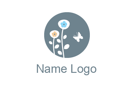 abstract flower with butterfly inside circle logo