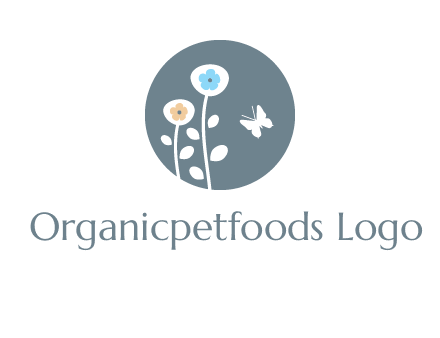 abstract flower with butterfly inside circle logo
