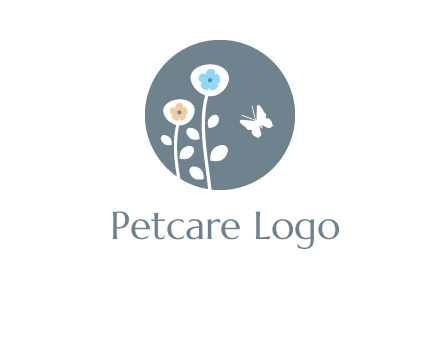 abstract flower with butterfly inside circle logo