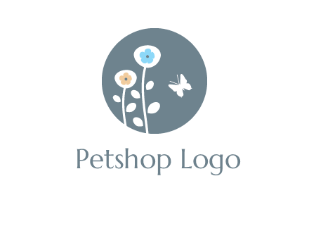 abstract flower with butterfly inside circle logo