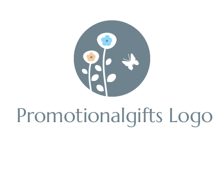 abstract flower with butterfly inside circle logo