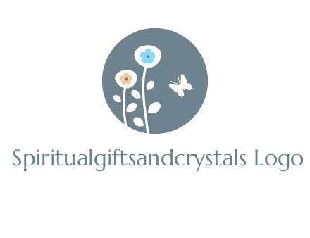 abstract flower with butterfly inside circle logo
